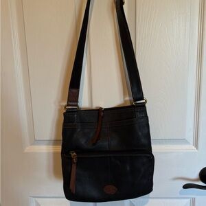 Fossil Black and Brown Leather Handbag with Dust Bag.